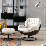 Modern Reading Chair and Ottoman — White