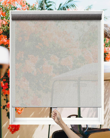 Custom Size Cordless Light Filtering Roller Blinds Solar Roller Shades Room Darkening Window Shades Transparent Sheer