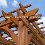 12' x 10' Traditional Cedar Wood Pergola Kit with Trellis Roof, All-Season Durability, High-Wind Rating