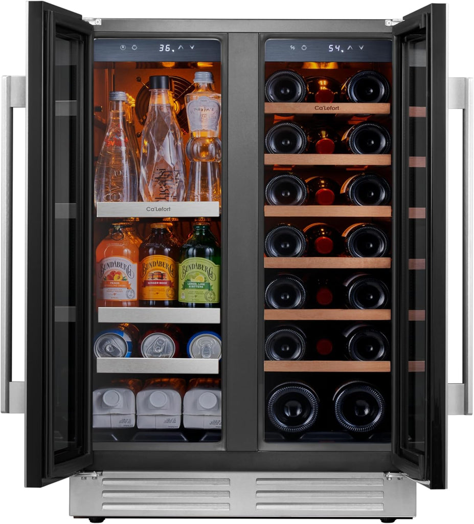24 Inch Wine and Beverage Refrigerator, 60 Can and 20 Bottle Wine Fridge 36-72°F