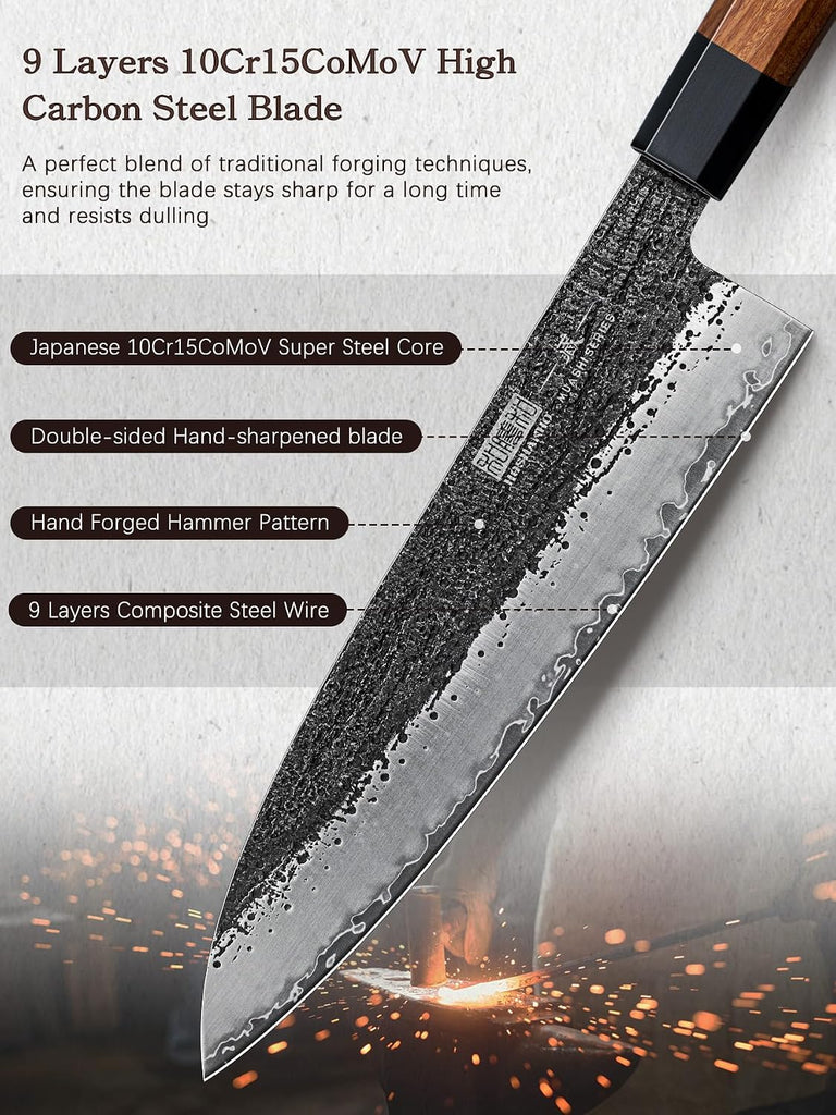 5 Pieces Knife Set, 10CR15MOV High Carbon Steel Chef Knife Set | Razor Sharp Japanese Kitchen Knife Set for Daily