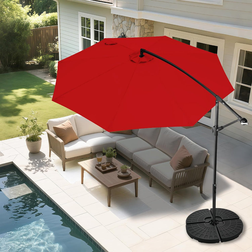 10ft Cantilever Patio Umbrella Outdoor, Large Offset Umbrella with Crank and Cross Base
