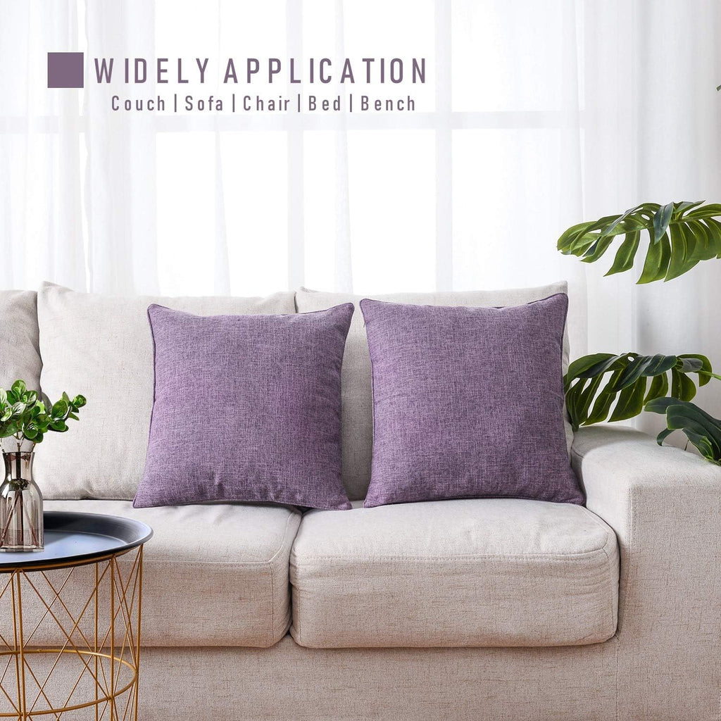 Linen Throw Pillow Covers Pack of 2, 18x18 Inch Accent Cushion Covers, Decorative Solid Color Pillow Covers, Chair