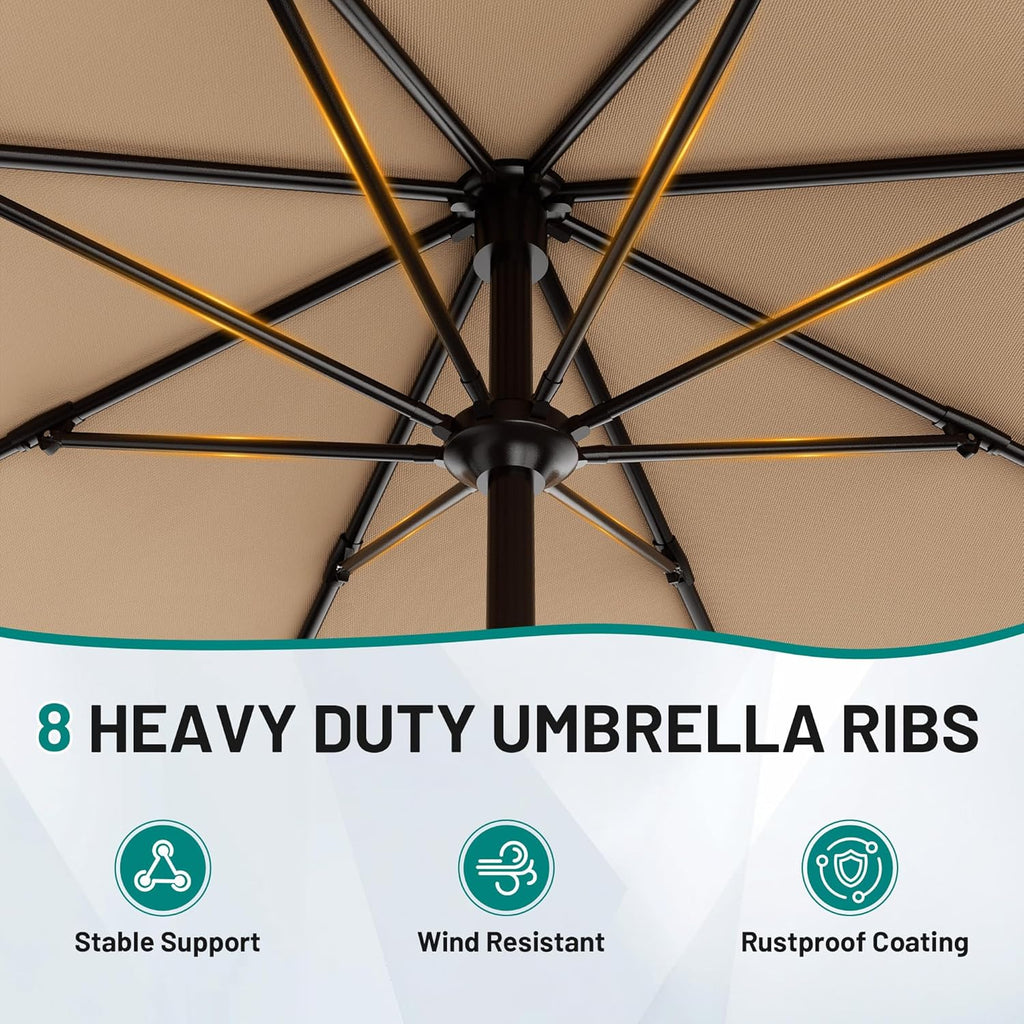 9 FT Patio Umbrella Table Umbrella with Push Button Tilt and Crank