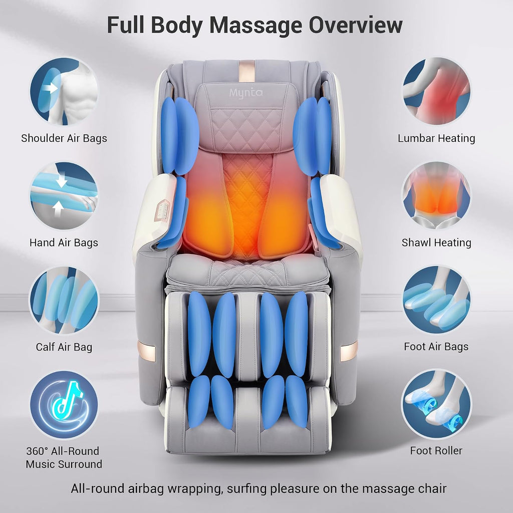 4D Massage Chair, Dual Mechanism 4D+2D Massage Chair Full Body, Waist & Shawl Heating with Extended SL-Track, Foot &