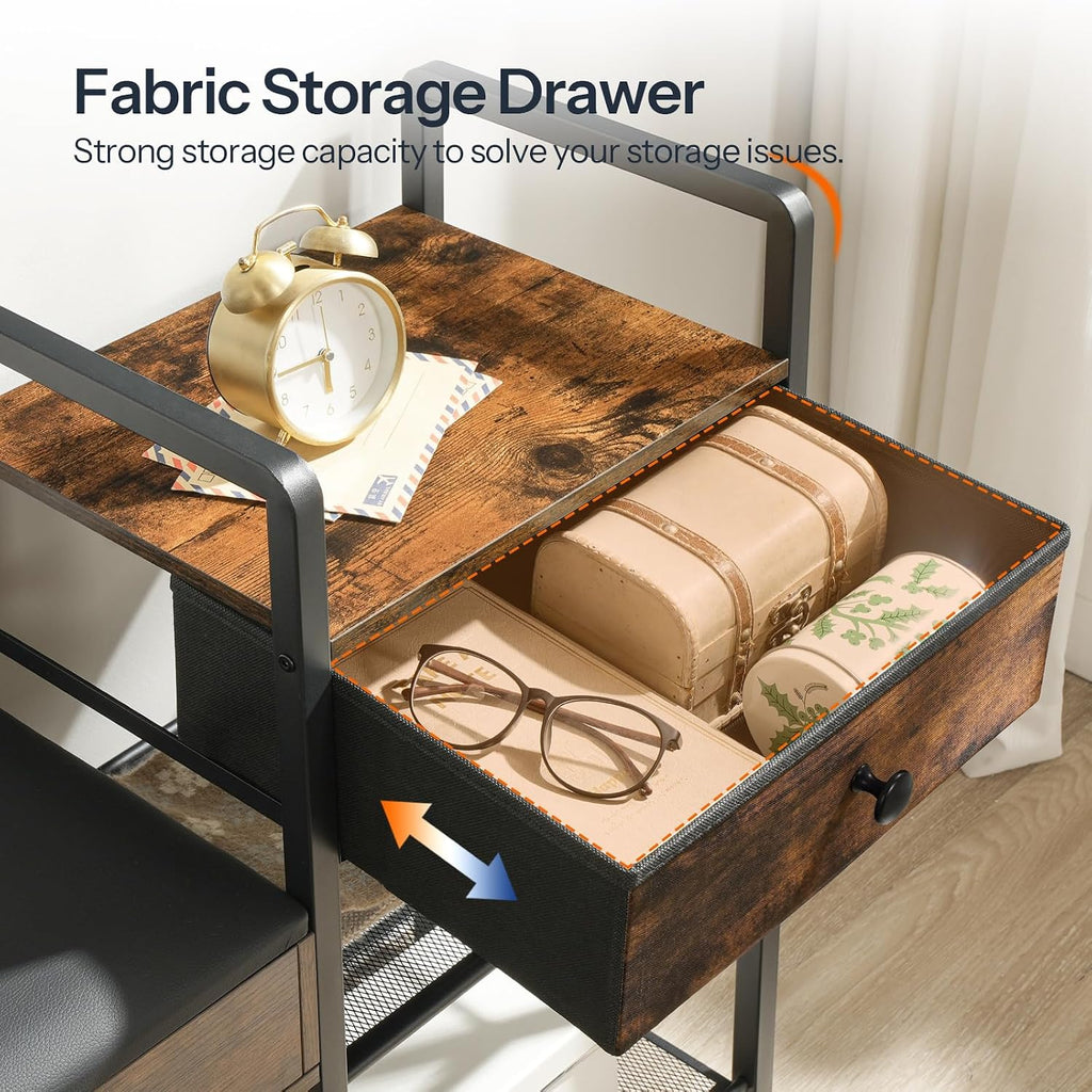 Hall Tree with Bench, Shoe and Coat Rack , Coat Rack with Bench, Flip Top Storage Box, PU Cushioned Seat, Non-Woven