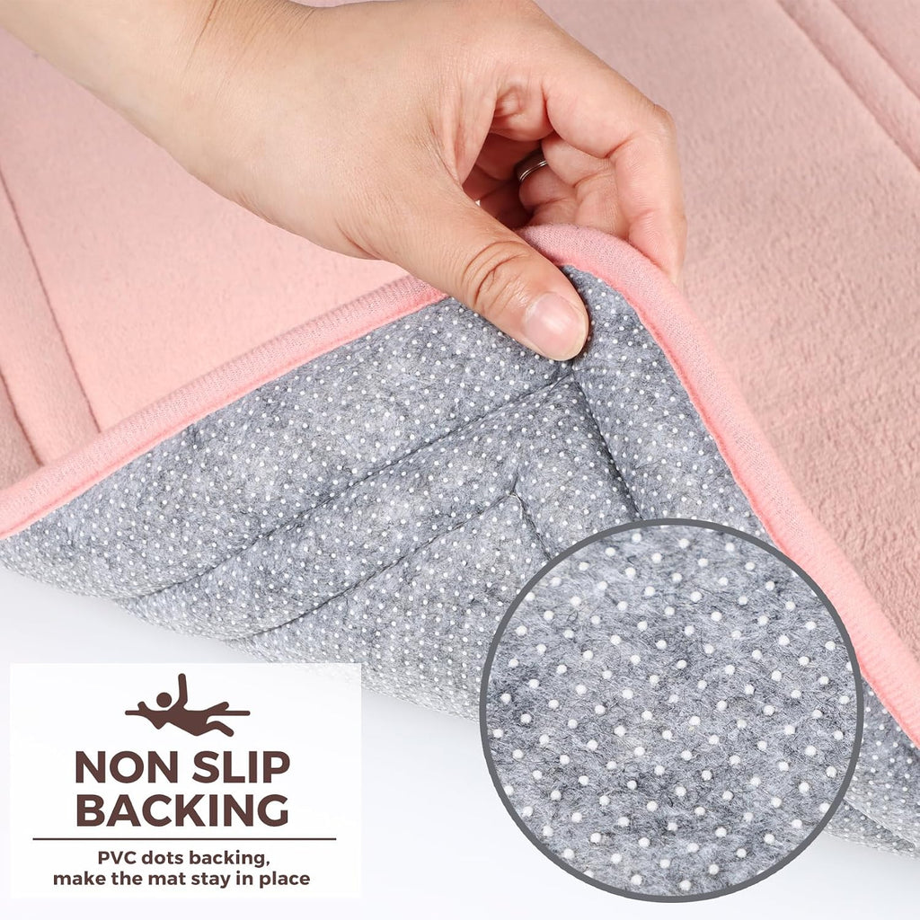 Light Pink Bathroom Rug Set 2 Piece Memory Foam Microfiber Bath Mat | Non Slip Washable Floor Mats Soft Absorbent