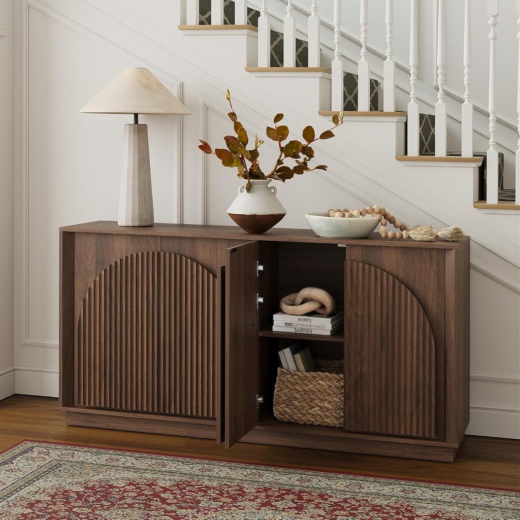 65" Sideboard Buffet Cabinet with Storage, Modular Credenza, Walnut | Modern Accent Cabinet for Living Dining Room