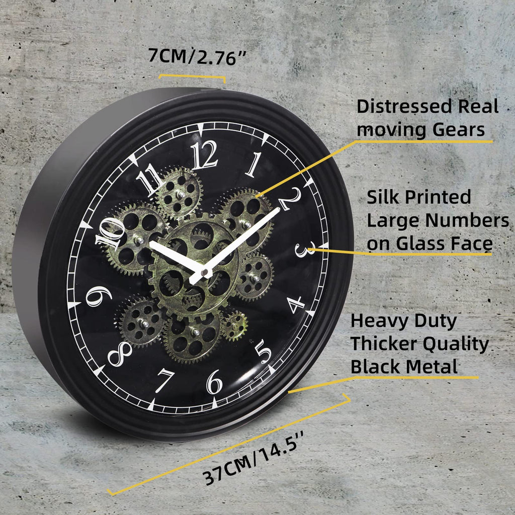 15 Inch Industrial Steampunk Moving Gear Wall Clock