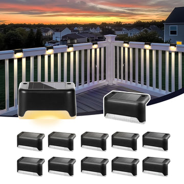 Solar Deck Lights Outdoor Waterproof LED 12 Pack, Warm White