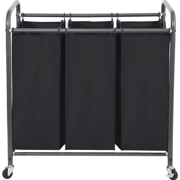Laundry Sorter 3 Section, 3 Bag Clothes Hamper, Rolling Laundry Cart Basket with Heavy Duty Lockable Wheels and