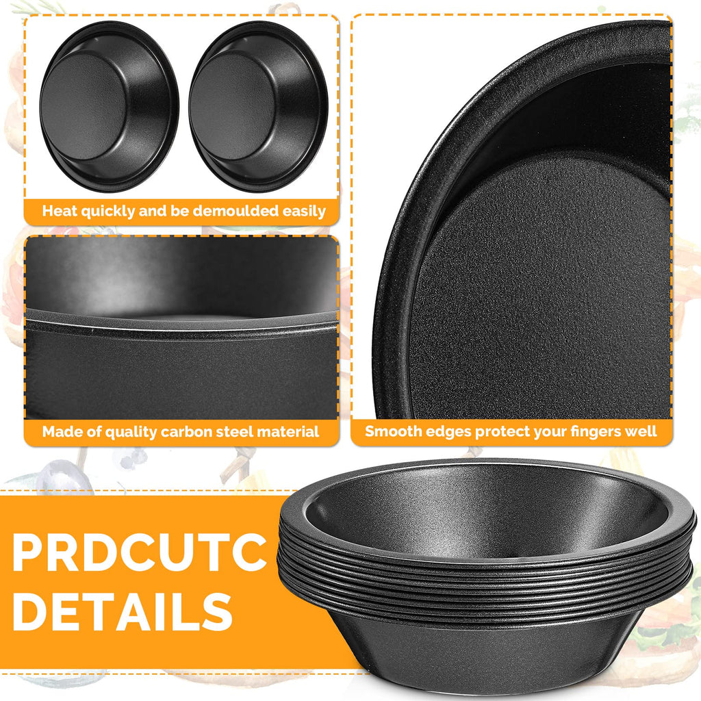 8 Pcs 4 Inch Steel Mini Pie Pans Tins, Black