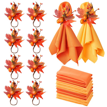 Fall Thanksgiving Napkins and Napkin Rings, Thanksgiving Table Decorations