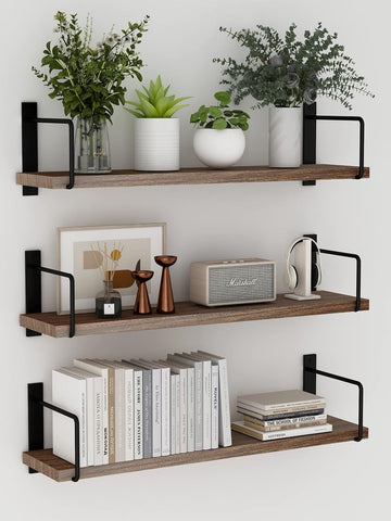 Floating Shelves, 24 Inches Shelves for Room Wall, Shelves on Wall (Brown) | Wall Shelves, Easy to Install Wall