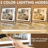 Lighted Makeup Mirror 16.3"x12.6", Hollywood Vanity Mirror with 10X Magnifier, 3 Color LED Lighting Modes, Smart Touch