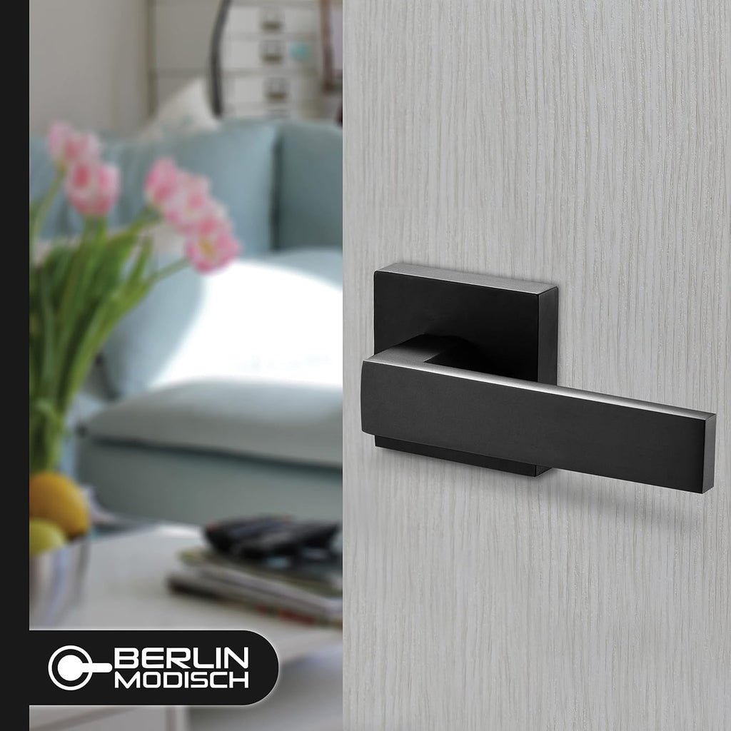 Contemporary Square Passage Lever Door Handle Non-Locking Lever Set [ or Closet Doors] Reversible for Right & Left - Door Lever