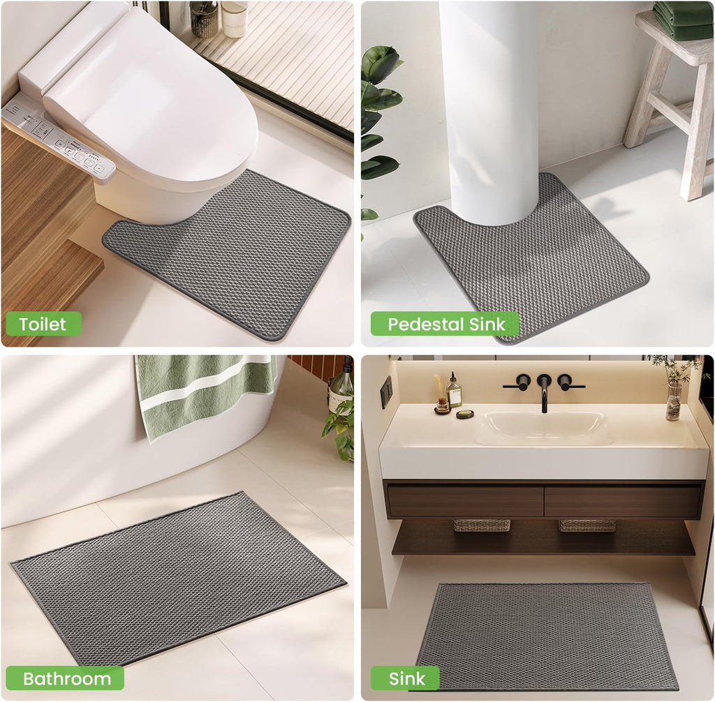 Bath Mat Set 2 Piece, Th Rugs Non Slip Washable Quick Dry | Non Slip Quick Dry Soft Absorbent Thin Low Pile Bathroom