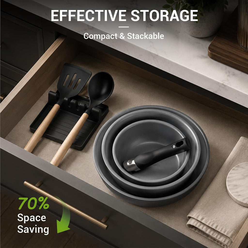 18-Piece Ceramic Pots and Pans Set Non Stick, Non Toxic Cookware Set with Removable Handles, Pot Sets for Cooking