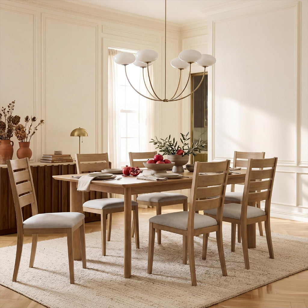 Modern Dining Chairs Set of 4, Breathable Fabric Kitchen Chairs with High-Resilience Cotton Padding, Ergonomic Solid