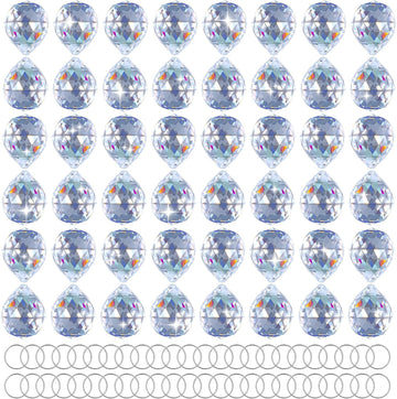 48pcs 20mm Clear Crystal Ball Prism with 48 Rings - Sun Shine Catcher Rainbow Pendants Maker Hanging Crystals