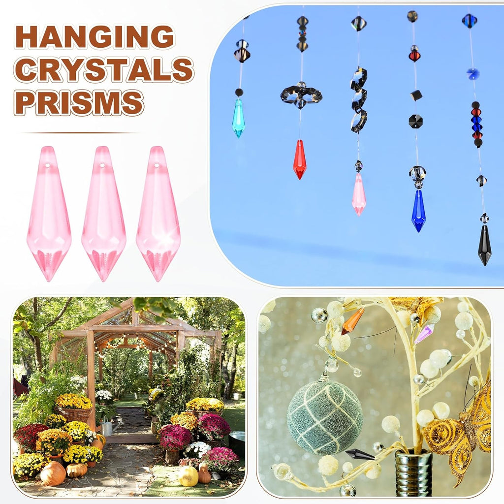 50-Pack Crystal Icicle Prisms, 34mm/1.34 Inch Chandelier Pendant Maker Hanging Crystals Chandelier Prisms for