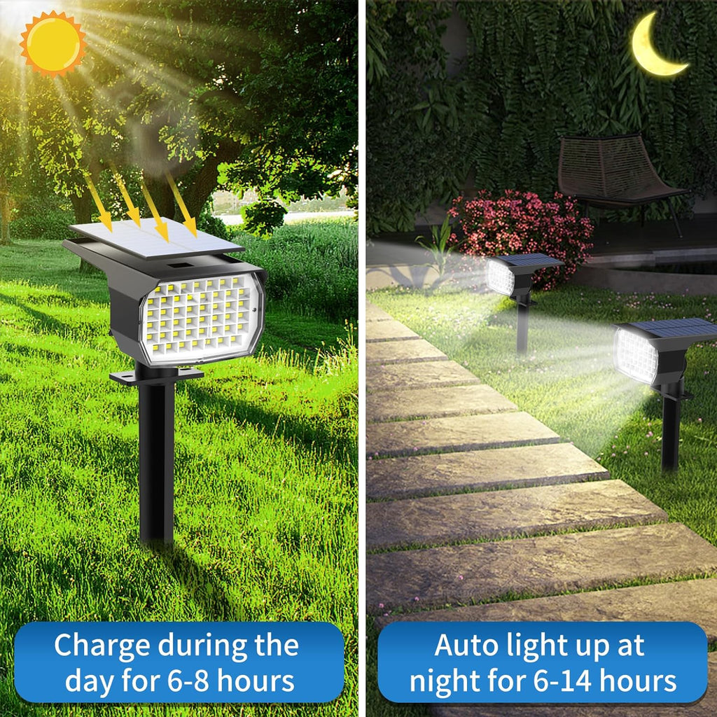 Solar Spot Lights Outdoor 10 Pack, [46 LED/3 Modes] Solar Landscape Spotlights Waterproof, 2-in-1 Auto On/Off Solar
