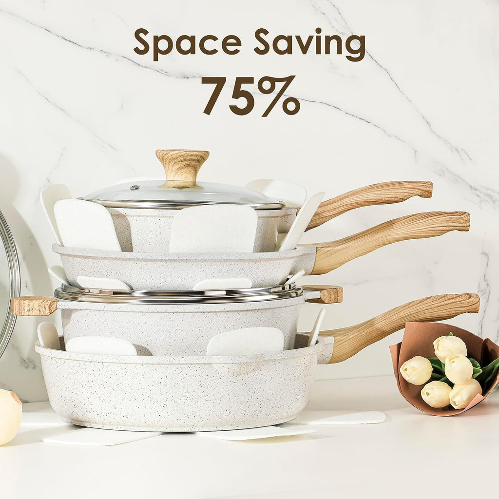23 PCS Nonstick Ceramic Cookware Set, PFAS/PFOA Free, Induction | Non Toxic Pots and Pans, Healthy Kitchen & Home