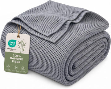 100% Bamboo Rayon Waffle Weave Twin Blanket for Bed, Brown, 60x80 Inch