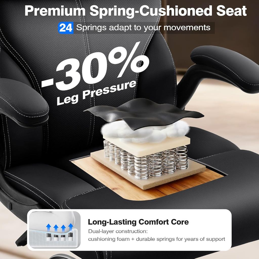 Executive High Back Breathable Comfy Desk Chair with Lumbar Support - Ergonomic Leather Rolling Swivel Computer Chair