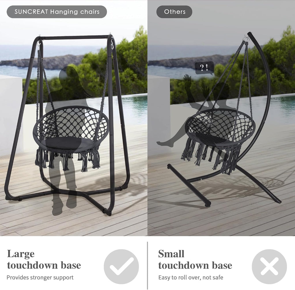 Chair with Stand Included, Heavy Duty Hanging Chair with Stand, 330 lbs Capacity, Patent Pending, Grey