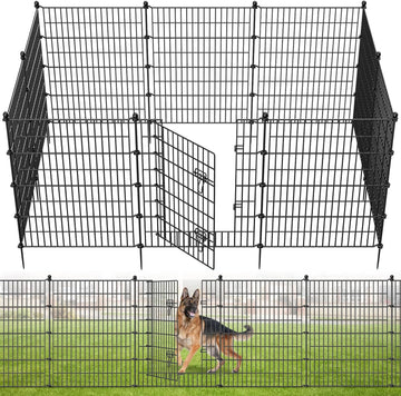 10 Panels No Dig Decorative Garden Fence with Gate, 40 in(H) X 23.6 ft(L) Outdoor Dog Rabbits Fence, Animal Barrier