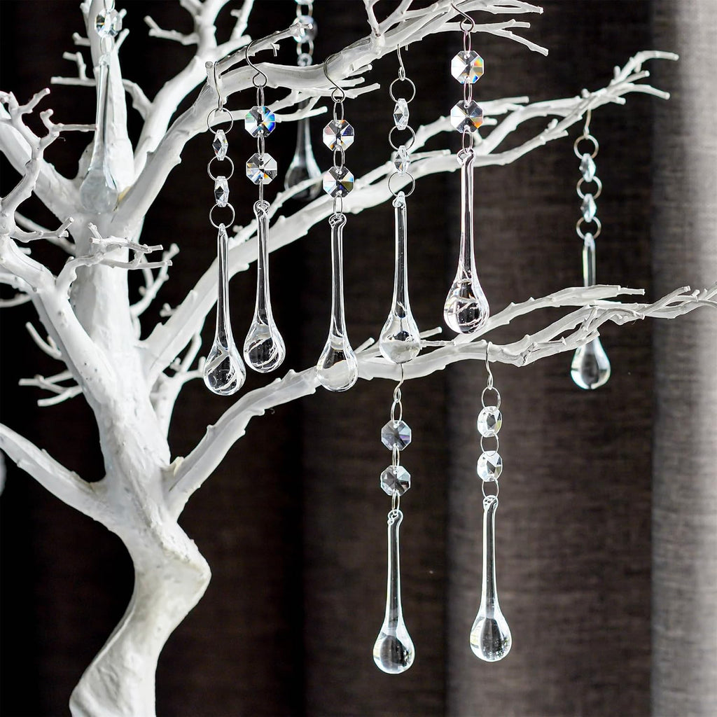 10 Pcs 5.3 Inch Crystal Raindrop Octagon Beads Chandelier Lamp Pendants - Crystal Raindrop Pendants with Octagon