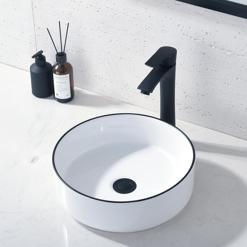 Round Vessel Sink with Faucet and Drain Combo