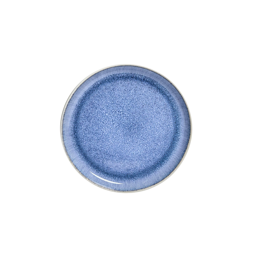 12-Piece Stoneware Dinnerware Set for 4, Light Blue Reactive Glaze on White Plates and Bowls Sets, Kitchen Ceramic