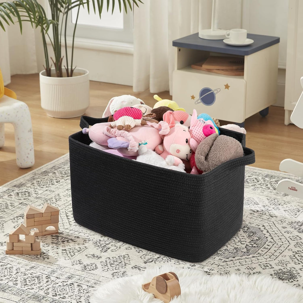 95L Extra Large Blanket Basket, 24" x 16.9" x 14.2" Woven Storage Basket , Rectangle Nursery Blanket Storage for