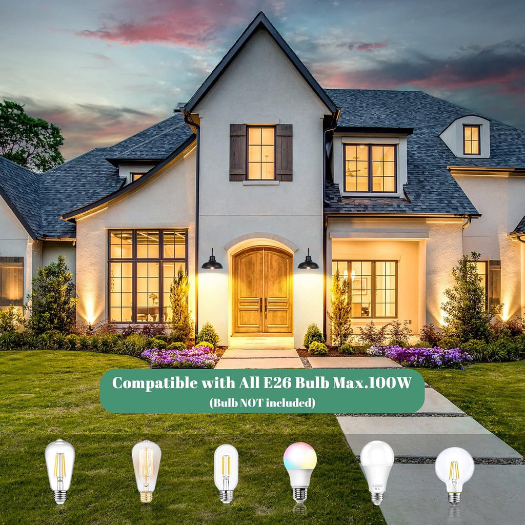 11" Outdoor Wall Lights, 2-Pack Black Wall Sconces Farmhouse Gooseneck Barn Lights for Porch