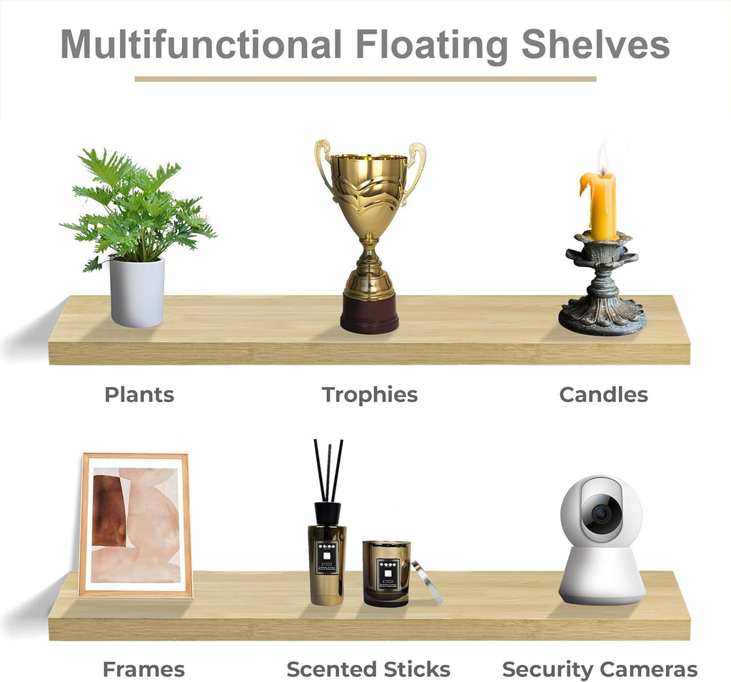 Floating Shelves for Wall - 48 Inch Long Bathroom Shelves, Wall Decor & Book Storage - Mounted Floating Shelf with