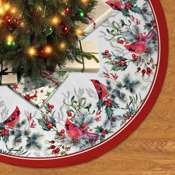 Cardinal Christmas Tree Skirt 48 Inch Poinsettia Christmas Tree Decorations