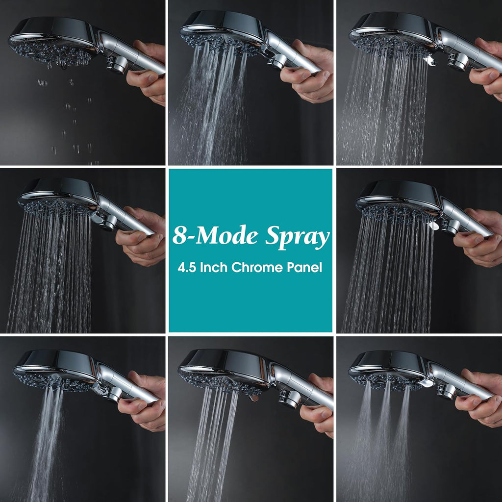 Handheld Shower Head with On Off Switch 8-Mode High Pressure Showerhead with 79 Inches Extra-long Stainless Steel Hose