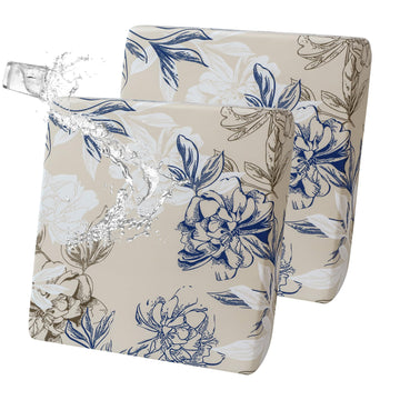 Waterproof Ourdoor Cushion Covers Set of 2 Floral 19-24" Stretch Patio Chair Cushino Covers for Outdoor Furniture