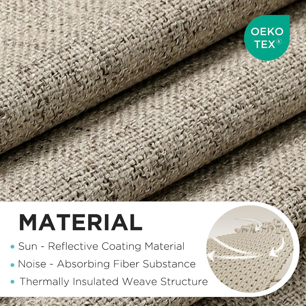 Cordless Roman Shades, Linen Fabric Window Blinds, Thermal Insulated Blackout Blinds, Room Darkening Shades for Indoor Windows, Easy to Install, Linen