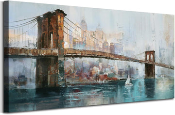 New York Brooklyn Bridge Canvas Wall Art 40"x20"