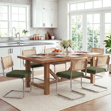 Natural Rattan Dining Chairs Set of 6, Modern Cesca Kitchen Chair