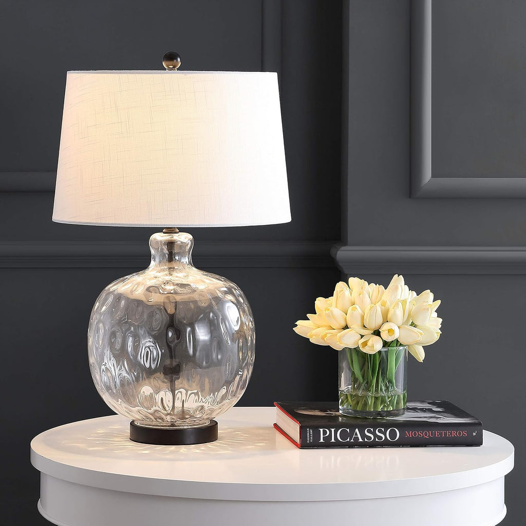 26.5" Clear Glass and Black Metal LED Table Lamp