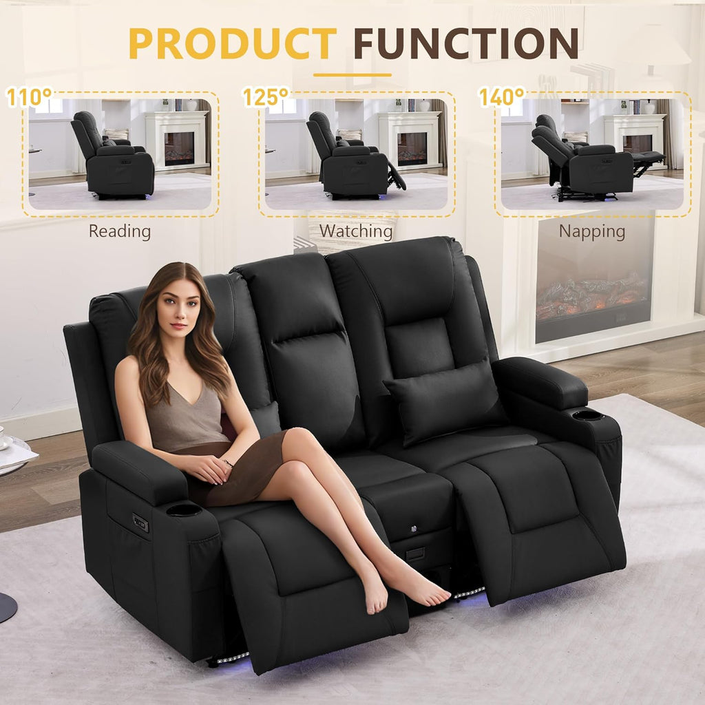 Power Loveseat Recliner Sofa with Console, Wall Hugger RV Reclining Couch