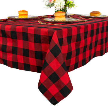 Farmhouse Red and Black Checkered Tablecloth 60x120 Camping Table Cloth