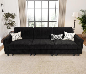 3 Seat 83'' Sofa Couch - Modular Sectional Small Couch with Storage Ottoman, Convertible L Shaped, Modern Reversible