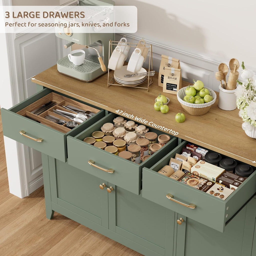 47" Buffet Cabinet with Storage, Kitchen Buffet Table with Drawer