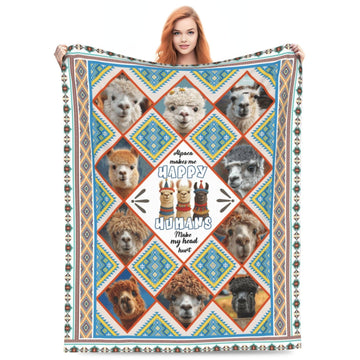 Fun Alpaca Throw Blanket Decor Gifts for Girls 60"X50"