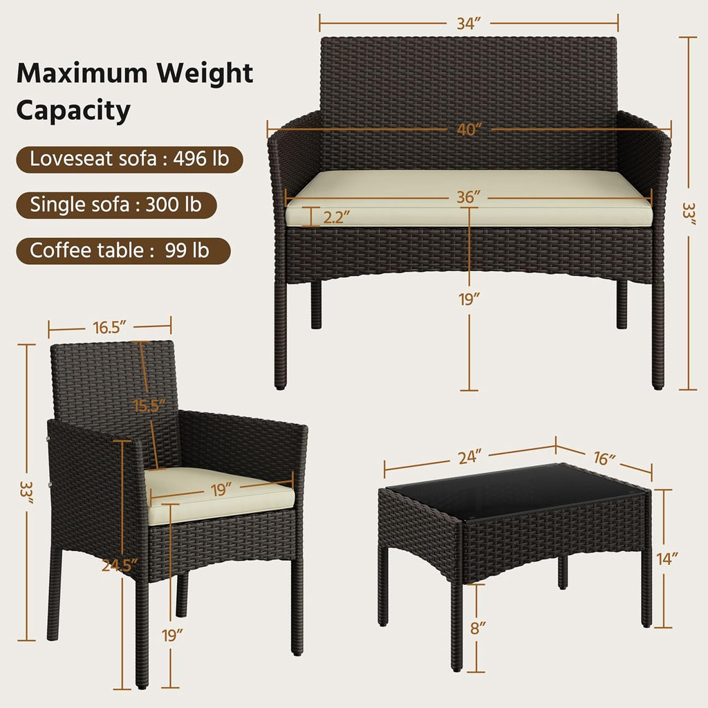 Patio Furniture Set 4 Pieces Conversation Sets